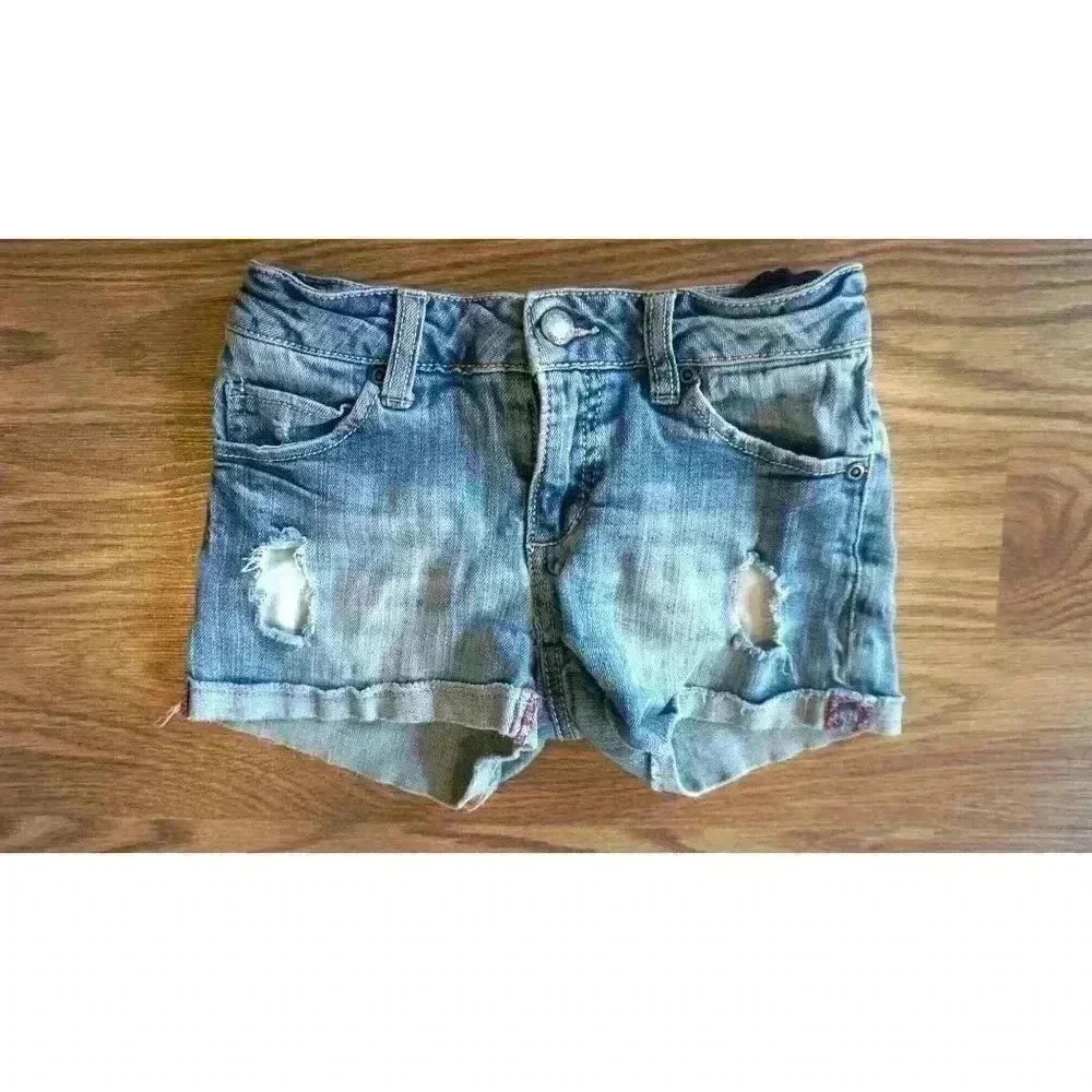Cherokee Girls Denim Ripped Shorts, Size M (7/8)